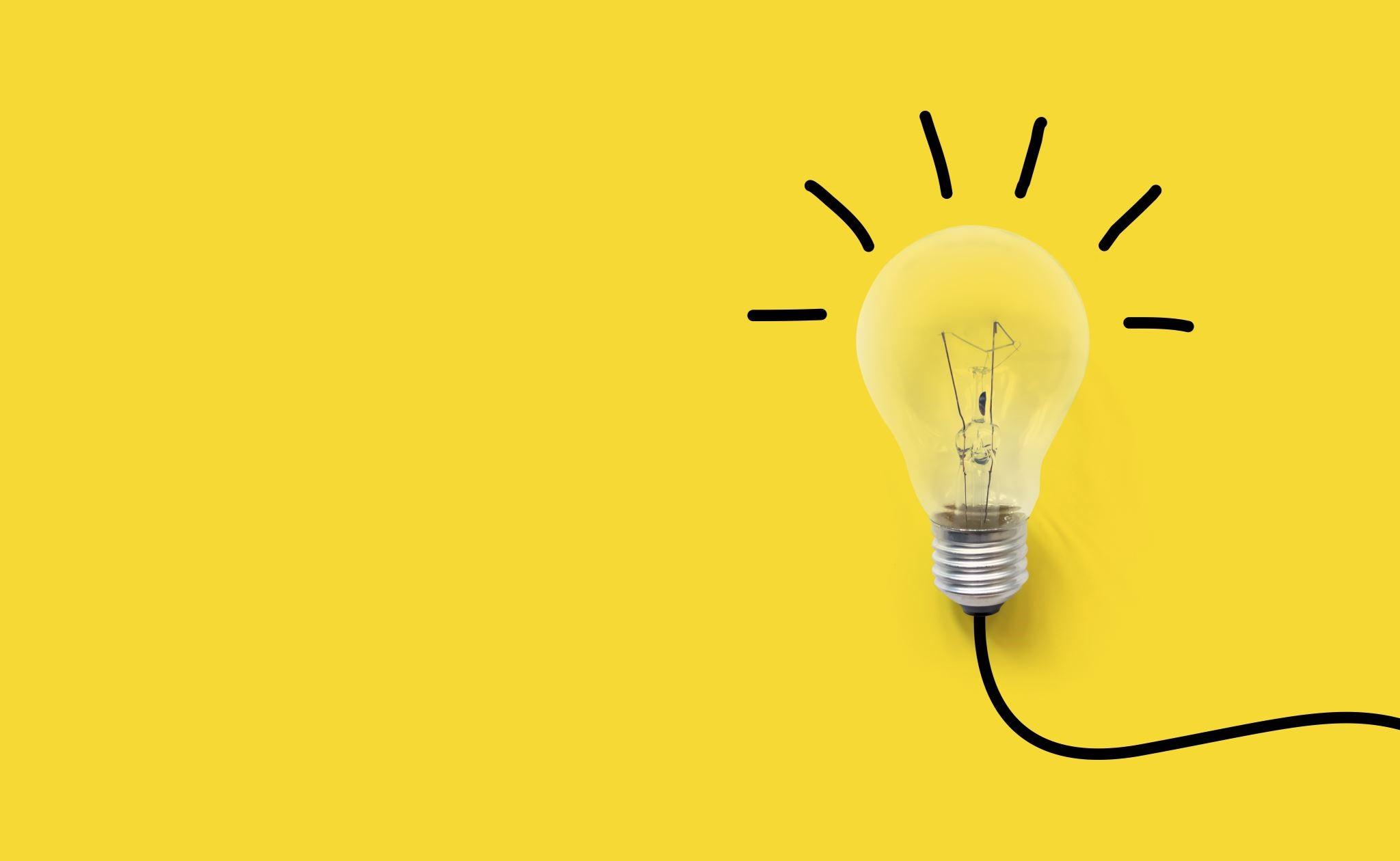 A light-bulb on a bright yellow background